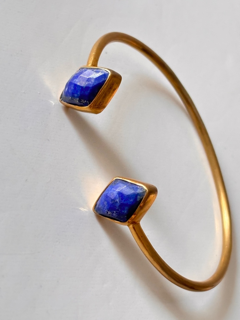 Margaret Elizabeth Lapis Lazuli gold tone Cuff Bracelet Bangle